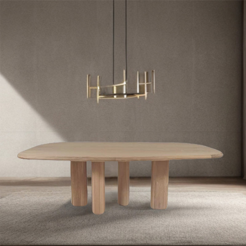 Oak Solid Wood Dining Table, Burly wood, 41.34" W x 94.49" L