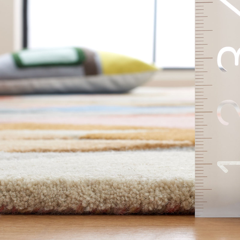 Rodeo Drive Hand Tufted Wool/Cotton Geometric Rug in Grey/Blush, Square 6"
