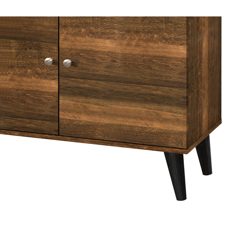 Versatile Wood Tv Stand In Brown For Tvs Up To 70-79 Inches, With Storage Modern Gaming Areas, Inches