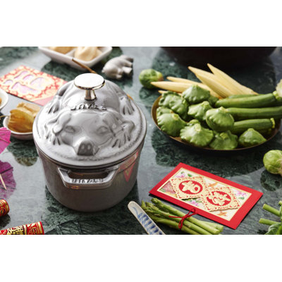 Staub Cast Iron 1-qt Pig Cocotte - Graphite Grey