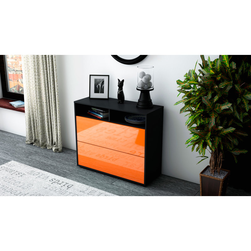 Quarry 92cm Sideboard, Anthracite/High-gloss orange