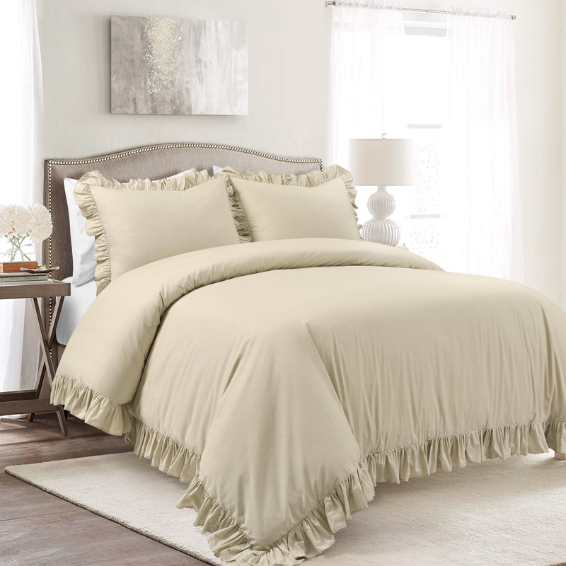 Cotton Duvet Cover Set, King Duvet Cover + 2 Shams, Wheat