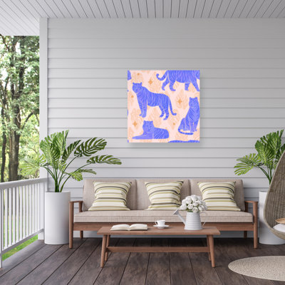 Rachel Hallquist Tigers Blue Outdoor  Canvas