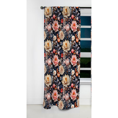 Beige éthéré Elegance Floral Blooms II - Rideau occultant - 1 panneau