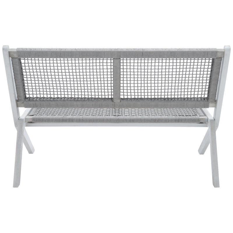 Kismet 45'' Gray Wood and Rope Folding Outdoor Bench