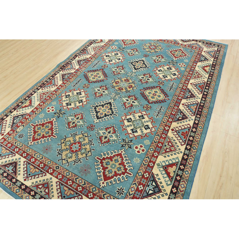 Tapis bleu nouvel âge en laine 6 pi 7 po x 9 pi 11 po Murgaw