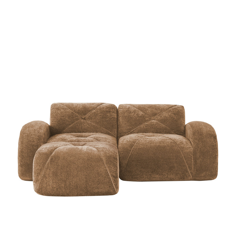L-Shaped Boneless Sofa, 29.9" H x 80.3" W x 67.3" D, Camel