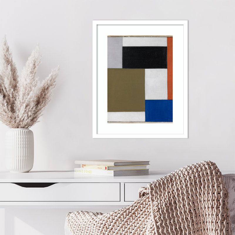 Composition by Theo van Doesburg Wood Framed Wall Art Print, Blanc, H 21 po x l 17 po x P 1 po
