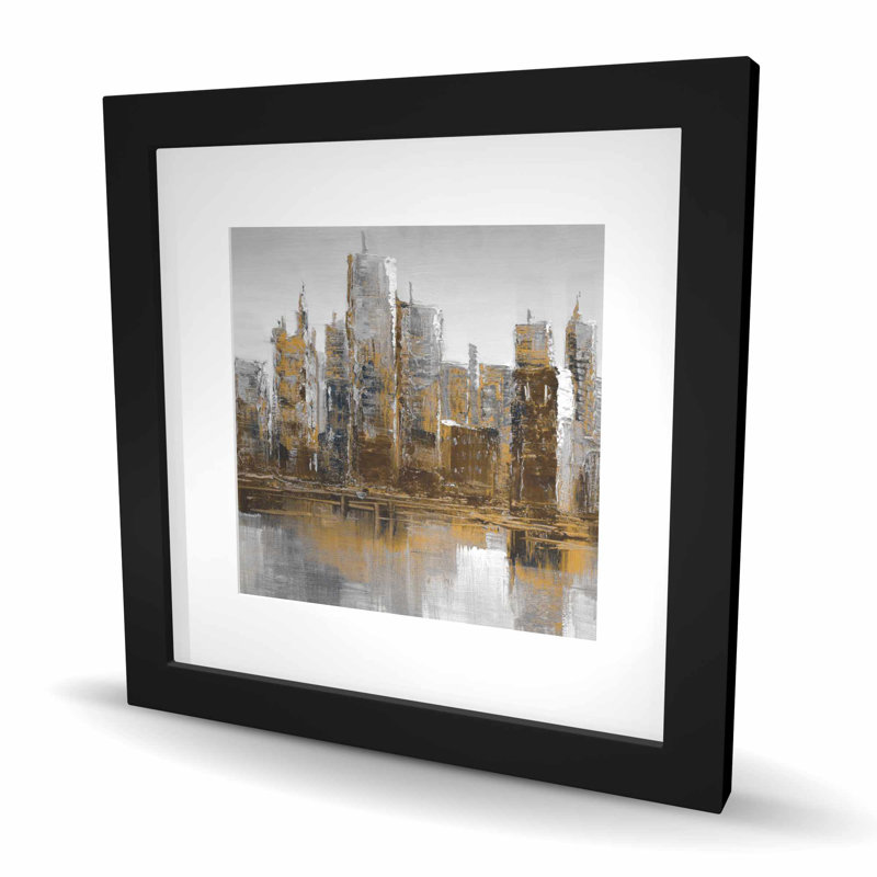 Paysage urbain gris et jaune - imprimé jaune mat