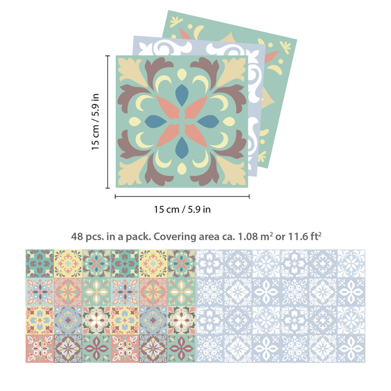 Dustin 15cm x 15cm Mosaic Tile Sticker
