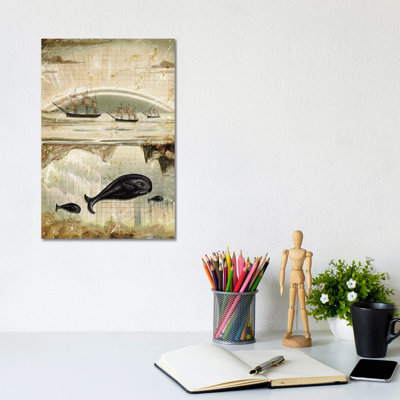 Paper Whale 1 Piece Wrapped Canvas Wall Art