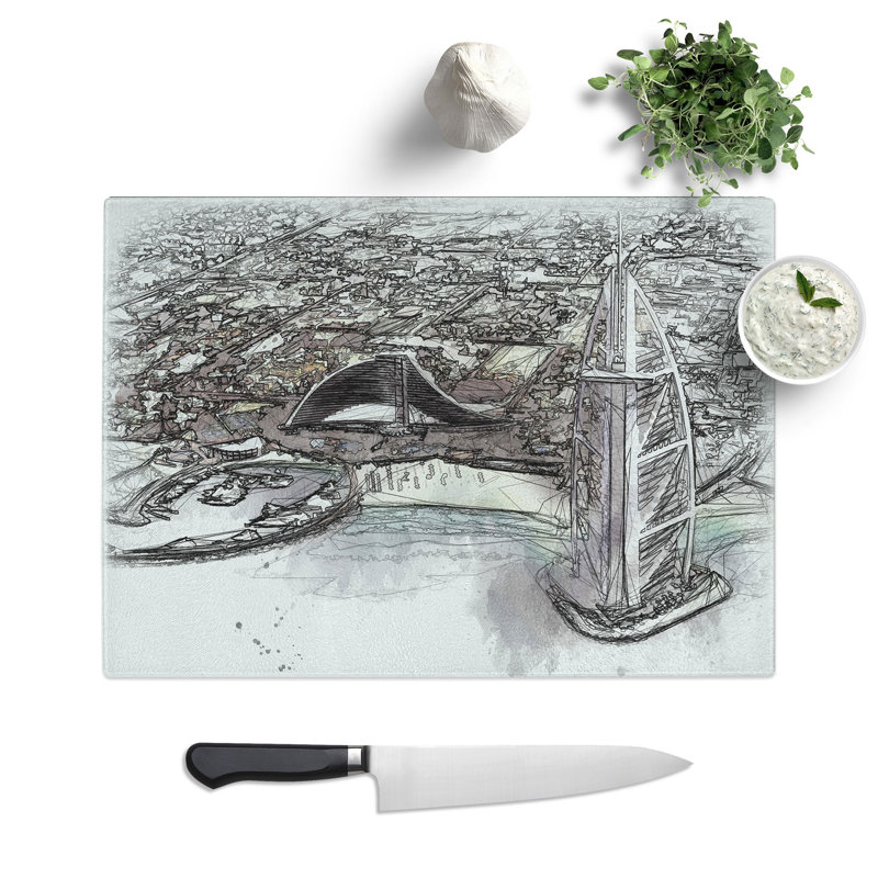 The Burj Al Arab in Dubai Vol.3 Sketch Chopping Board, 28.5cm W x 39cm L