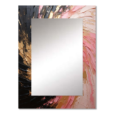 Minimalism Vortex Pink Poteries - Abstract Spirals Unique Wall Mirror, Modern Mirror, Printed Metal Art