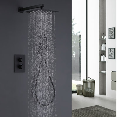 Ensemble de robinet de douche thermostatique complet à deux poignées avec valve brute
