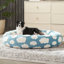 Lit mignon pour chiens de taille moyenne, canapé orthopédique rond confortable, lits pour animaux lavables avec peluche jacquard à poils longs et antidérapant, bleu