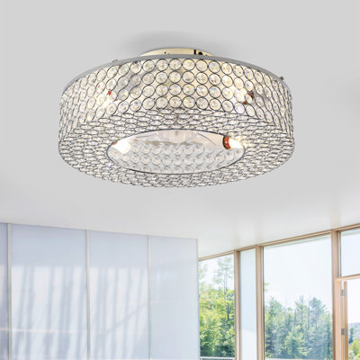 19.6'' Crystal Ceiling Fans With  Remote,  Flush Mount Ceiling Fan With Light,  Chandelier Fan 6 Speed DC Motor Reversible Ceiling Fan For  Living Room Bedroom.--NOT INCLUDED BULB