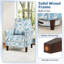 Chaise d'appoint florale avec pieds en bois massif et coussins épais à dossier haut bleu-1040491533