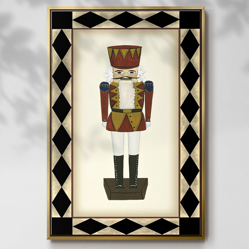 " Nutcracker ", 25" H x 17" W x 1.5" D, Gold Floater Framed