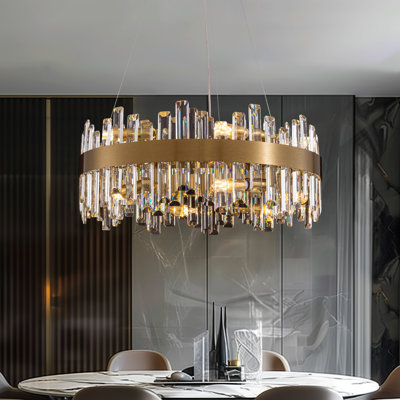 Xzavious 12 - Light Dimmable Round  Crystal Hanging Light Modern Chandeliers
