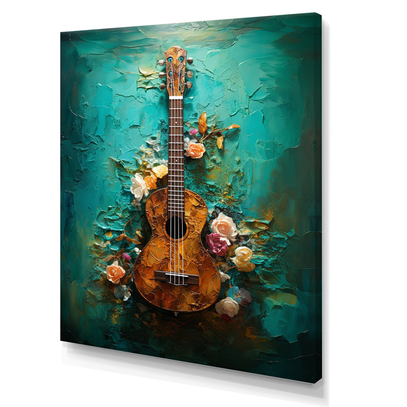 Guitare tropicale euphonique, Toile tendue, H 44 po x l 34 po x P 1,5 po