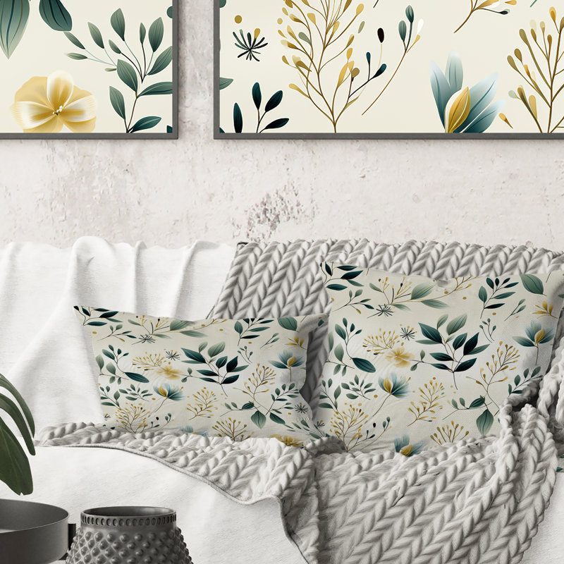 Coussin Minimalist Botanicals III - imprimé botanique, H 18 po x l 18 po