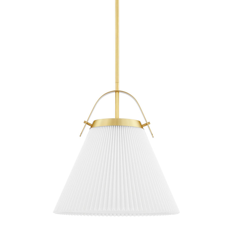 Luminaire suspendu 1 lumière Aldridge, H 19 po x l 16 po x p 16 po, Laiton vieilli