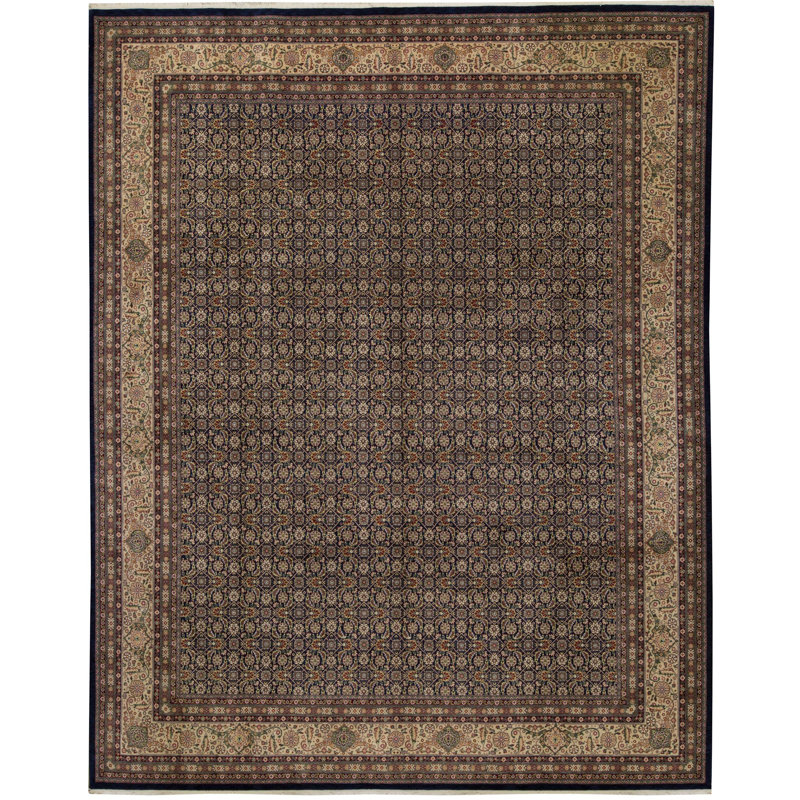 Tapis oriental noir / brun en laine noué à la main Manchuria