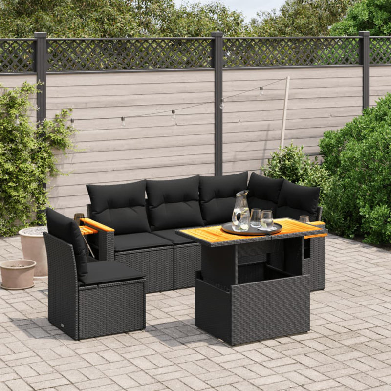  Ensemble de canapé de jardin noir
