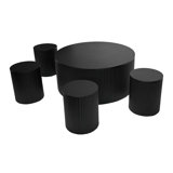 Ensemble de 5 tables basses rondes modernes à rayures