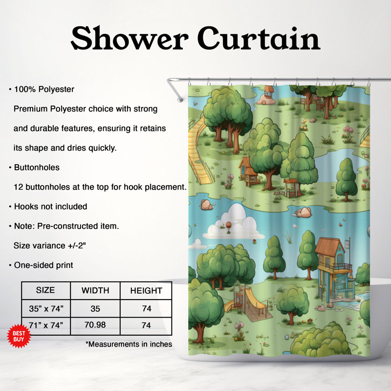 Aire de jeu pour enfants - Rideau de douche Premium, H 74 po x l 71 po