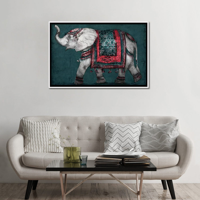 Éléphant Regal par Patricia Pinto-impression d’art graphique, H 48 po x l 32 po x P 1,5 po, Toile blanche encadrée