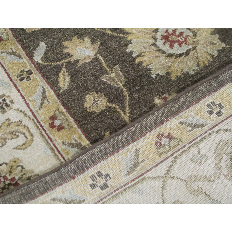 Tapis brun et beige de haute qualité noué à la main