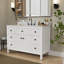 Ensemble de meuble-lavabo simple 48 po avec plateau en pierre d'ingénierie Dee, lavabo en céramique Dee-112740267