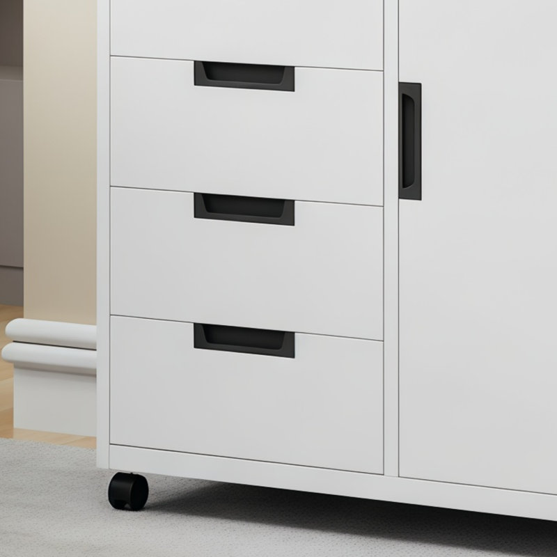 Armoire de rangement de bureau en métal à 5 tiroirs (blanc), version mobile avec support pour imprimante, convient au rangement à la maison