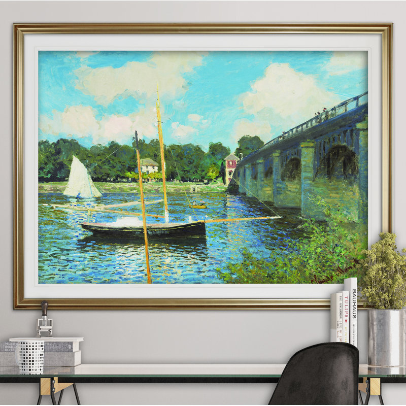 « japanese foot bridge » par claude monet print, Cadre doré, H 24 po x l 32 po x P 1,5 po