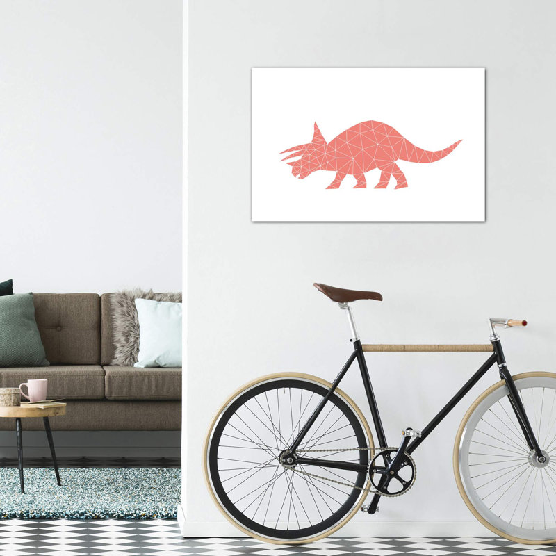 Geometric Dino Triceratops - impression d'art graphique, H 40 po x l 60 po x 1,5 po, Toile tendue