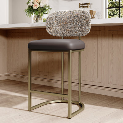 Upholstered Counter Stool with Metal Frame