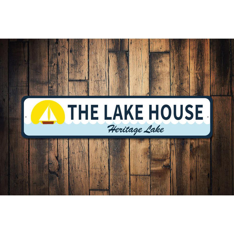 Enseigne en aluminium voilier Lake House, H 6 po x l 24 po x P 0,06 po