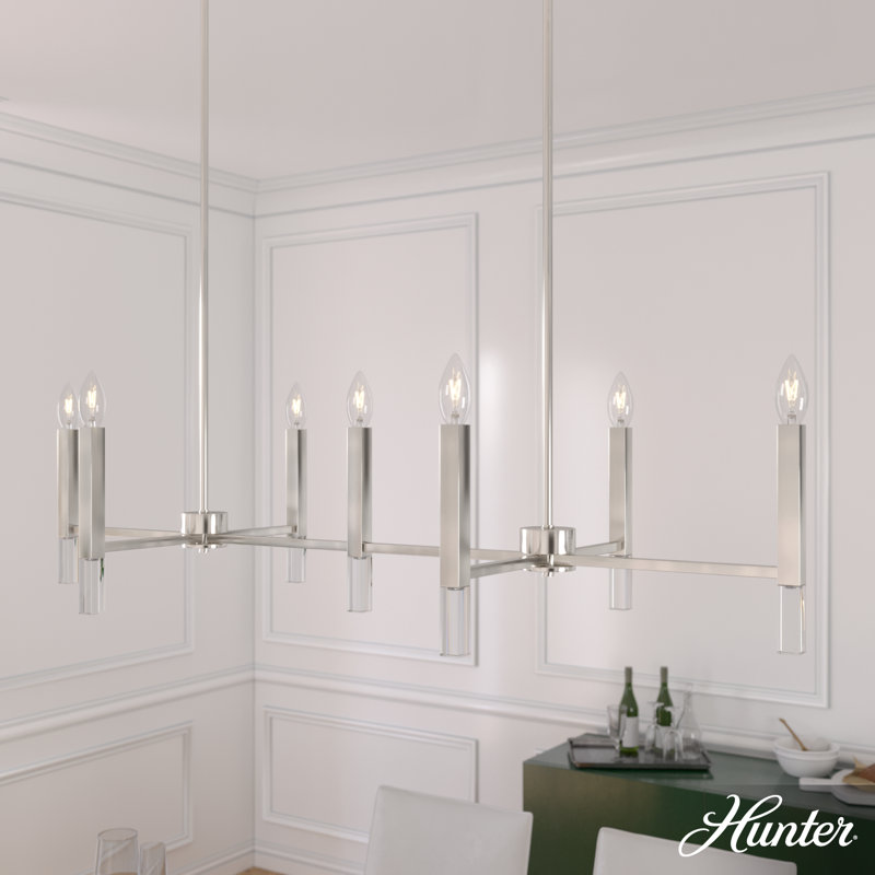 Sunjai Brushed Nickel 7-Light Linear Candlestick Chandelier