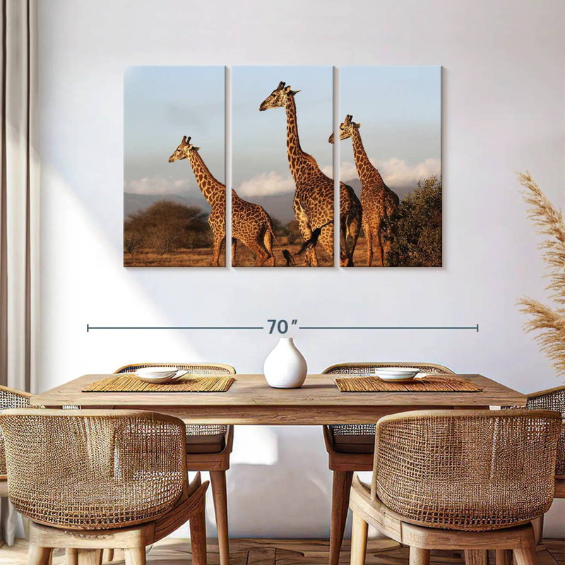 Brampt Three Brown Giraffes, 36" H x 57" W