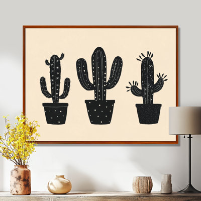 «Minimal Cactus Form I - Black Desert», art mural encadré