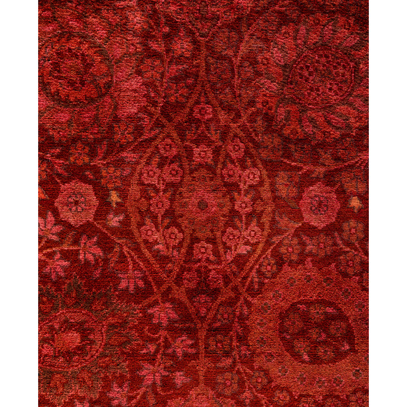 Overdyed Hand-Knotted Wool Modern-Contemporary Pink Area Rug 8' 1" x 10' 2"