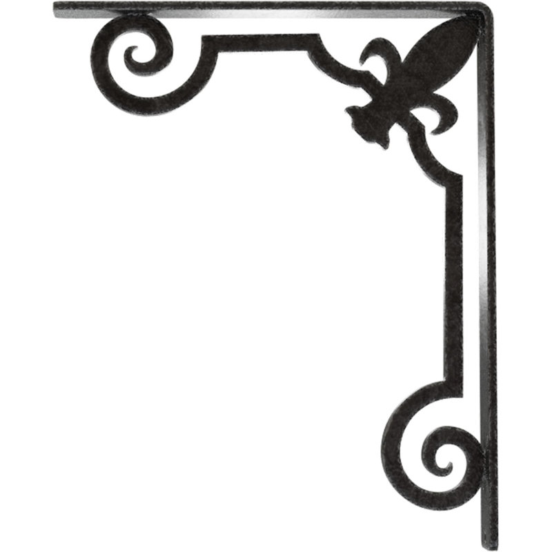 Support en fer forgé Fleur De Lis, Étain antique, H 12 po x l 1,5 po x P 10 po