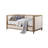 Kyra Twin Daybed With Nailhead Trim, Light Oak Pinewood, Beige Fabric