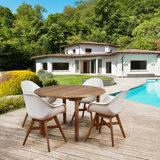 Amazonia Charlotte 4 - Person Metal Patio Dining Set with Round Table