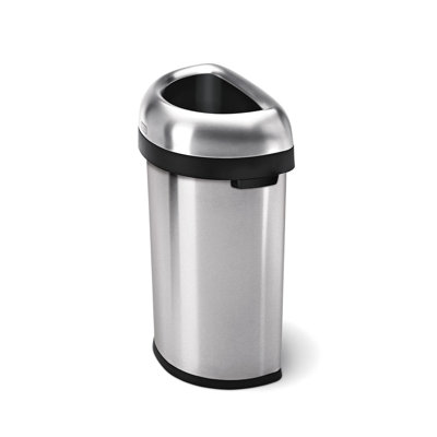 simplehuman 60 Liter / 15.9 Gal Semi-Round Open Trash Can, Commercial Grade