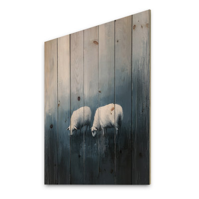 Minimalisme mouton sous la pluie - Art mural en bois de mouton - sur bois de pin naturel
