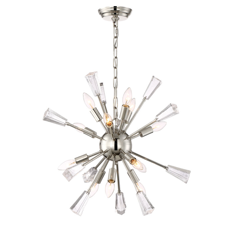 Muse 12 - Light Glass Sphere Chandelier, Polished Nickel