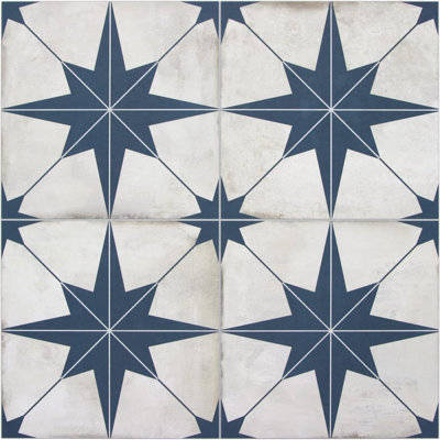 Blue Star Patterned Vintage Stick on Tiles