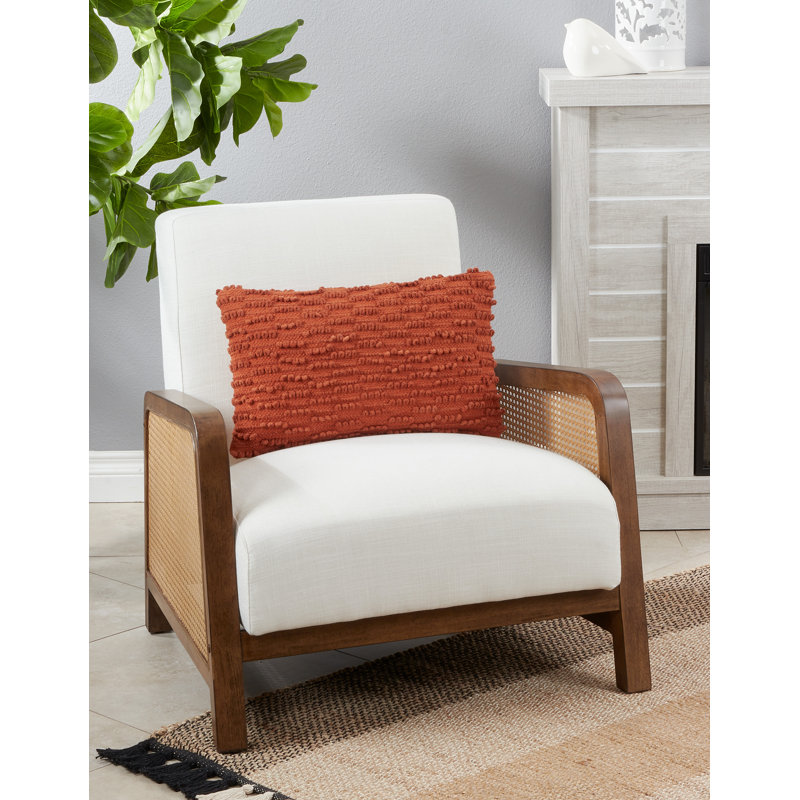 Rust Textured Cotton Nubby Design Throw Pillow, 12"x20"